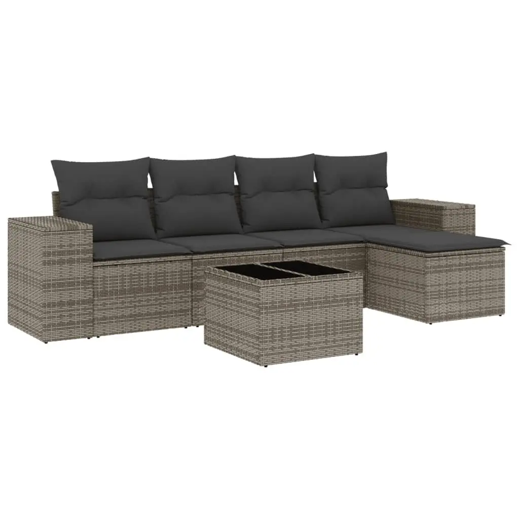 6-Piece Grey Outdoor Sofa Set with Storage Bag Included