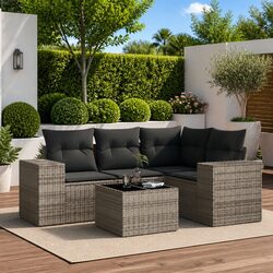 Efficient 5-Piece Grey Modular Sofa Set for Outdoors