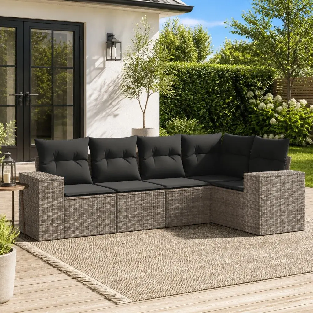 Garden Sofa Set 5 Piece Outdoor Furniture Patio Lounge Grey with Cushions