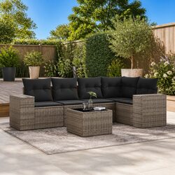 Concise Modular Grey Garden Sofa Set – 6 Pieces