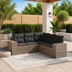 Grey 5-Piece Garden Sofa Set with Cushions