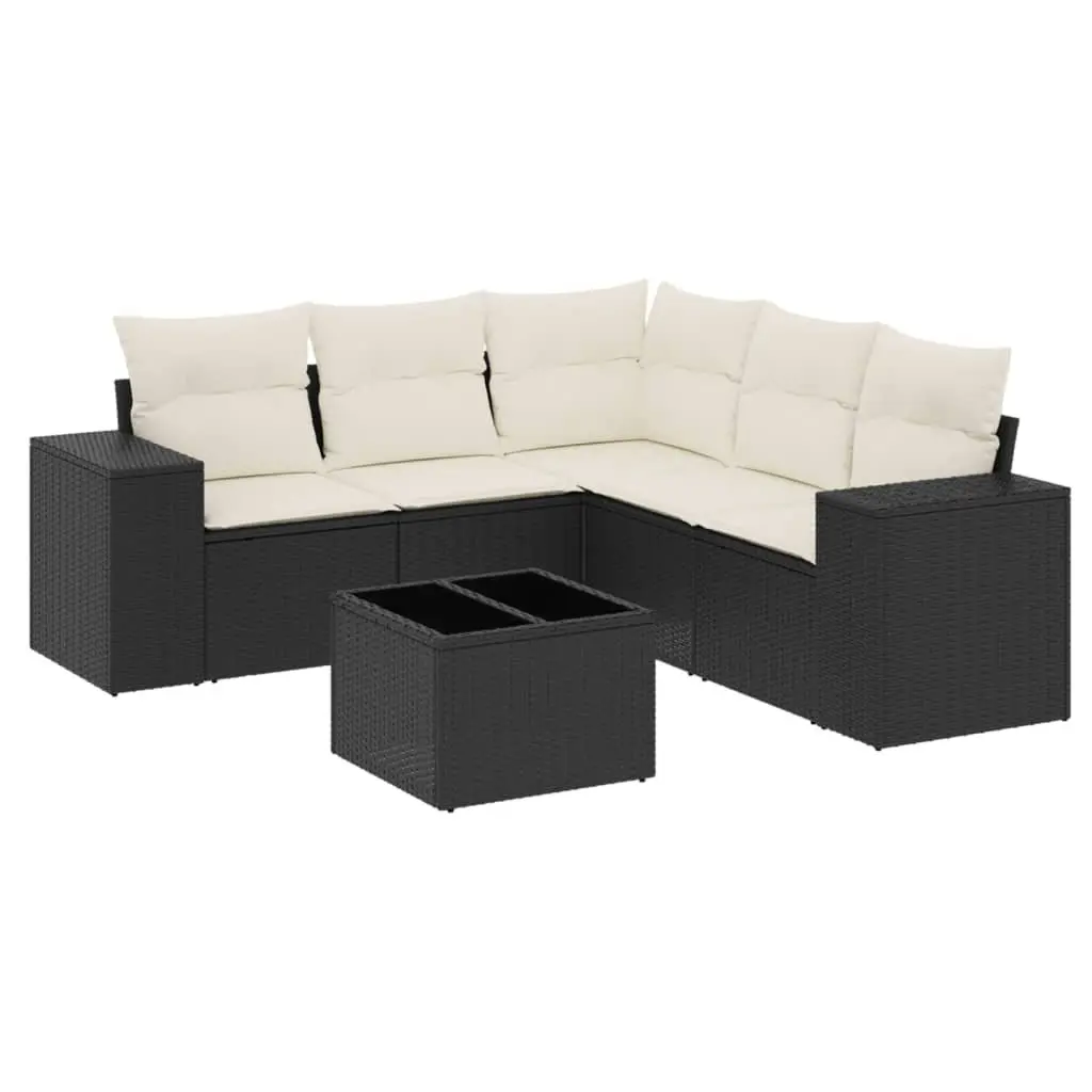 6-Piece Modular Garden Sofa Set in Black Rattan