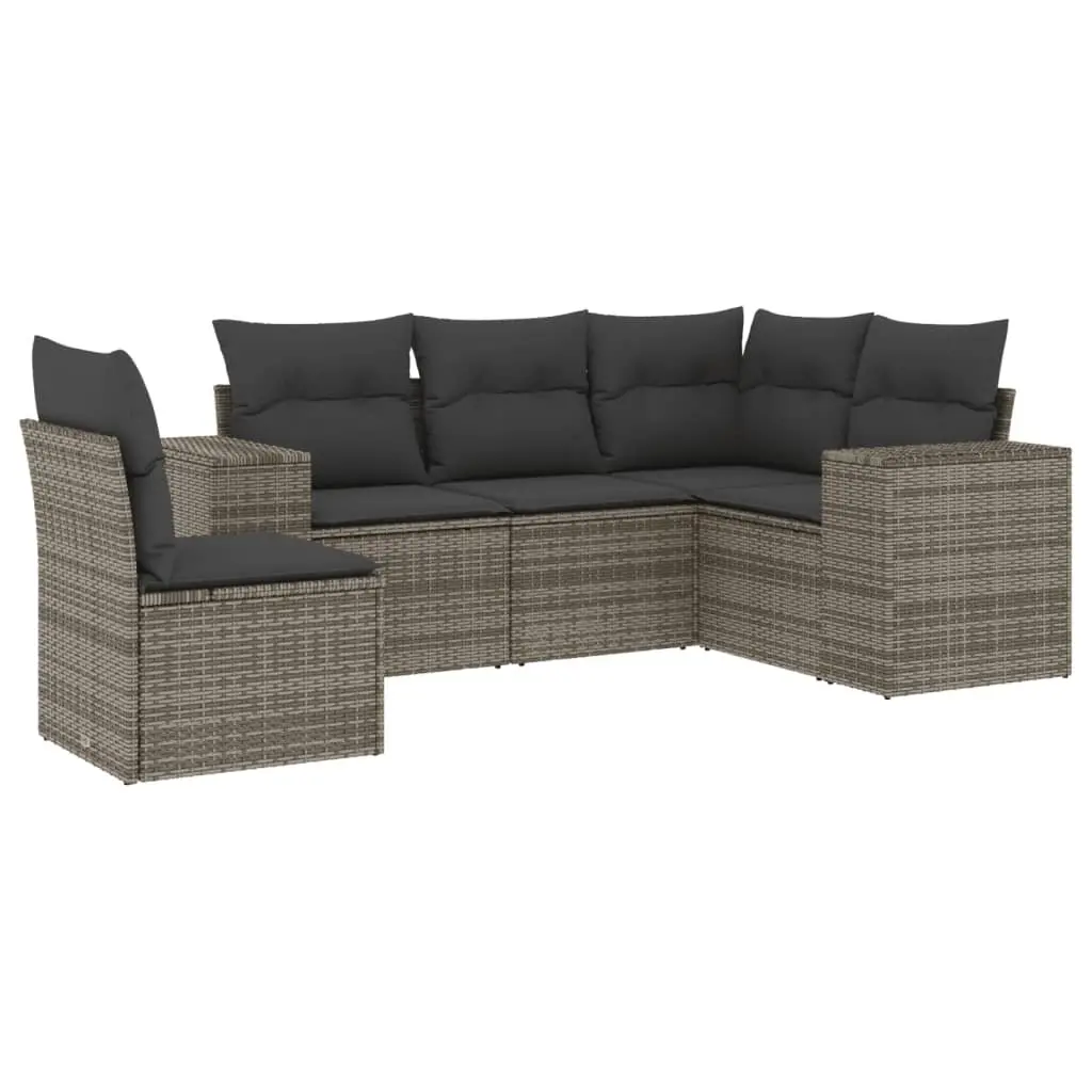 Garden Sofa Set Grey 5 Piece Modular Outdoor Furniture Patio Seating