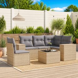 Compact 6-Piece Garden Sofa Set in Beige