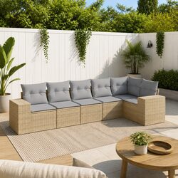 6-Piece Beige Garden Sofa Set