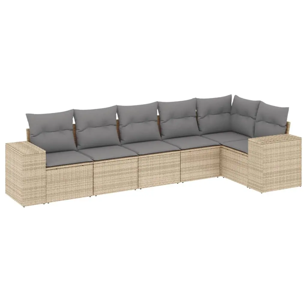 Garden Sofa Set 6 Piece Outdoor Furniture Patio Seating Beige with Cushions
