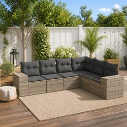 Grey 6 Piece Garden Sofa Set for Outdoor Spaces