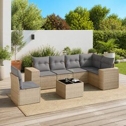 Compact 7-Piece Beige Outdoor Sofa Set for Relaxation