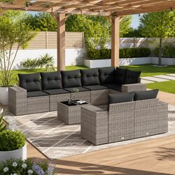 Compact 9 Piece Garden Sofa Set in Grey