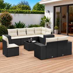 Garden Sofa Set 9 Piece Outdoor Furniture Patio Lounge with Cushions Storage