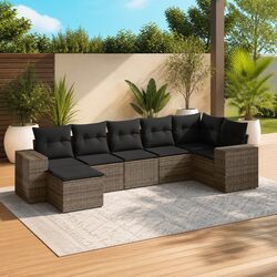 Compact 7-Piece Grey Sofa Set for Outdoor Living