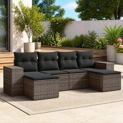Sleek 6 Piece Modular Sofa Set with Grey Cushions
