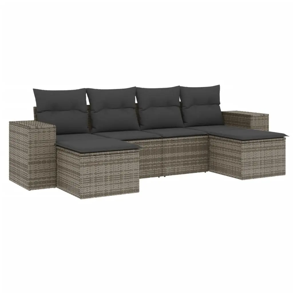 6 Piece Garden Sofa Set with Cushions Grey Outdoor Patio Furniture Modular