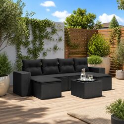 Compact 7 Piece Garden Sofa Set with Cushions
