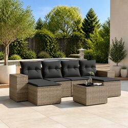 Concise 7 Piece Outdoor Furniture Set in Grey