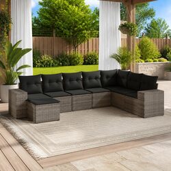 Garden Sofa Set 8 Piece Outdoor Furniture Patio Grey Poly Rattan Modular with