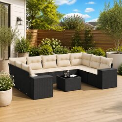 10-Piece Black Outdoor Lounge Set