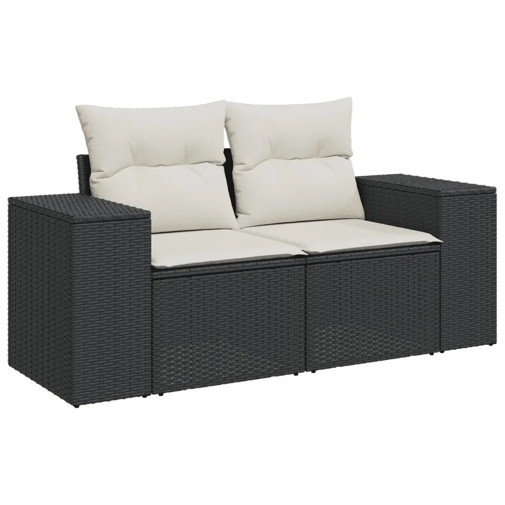Garden Sofa Set 10 Piece Outdoor Furniture Black Poly Rattan Modular Patio