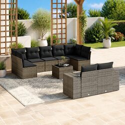 Compact 10-Piece Garden Sofa Set with Glass Top