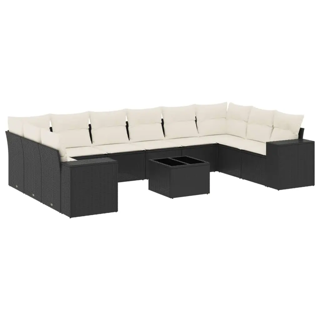 Garden Sofa Set Black 11 Piece Modular Outdoor Furniture PE Rattan Weather Resistant