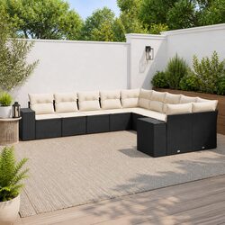 10 Piece Black Outdoor Sofa Set: Modular and Stylish