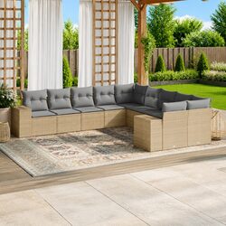 10-Piece Outdoor Garden Sofa Set with Easy-Care Cushions
