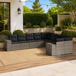 10-Piece Grey Garden Sofa Set for Outdoor Spaces