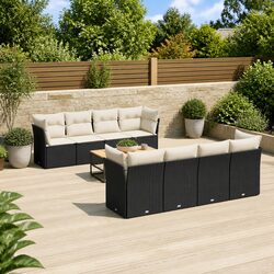 Garden Sofa Set 9 Piece Outdoor Furniture Patio Rattan Seating with Cushions