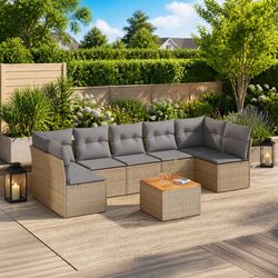 Compact 8-Piece Garden Sofa Set in Beige with Storage Options