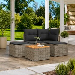 Concise 5-Piece Grey Garden Sofa Set with Modular Design