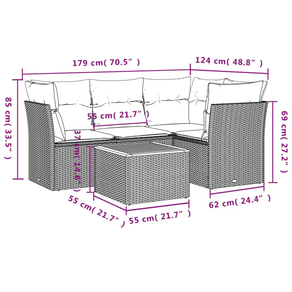 5 Piece Garden Sofa Set for Outdoor Enjoyment