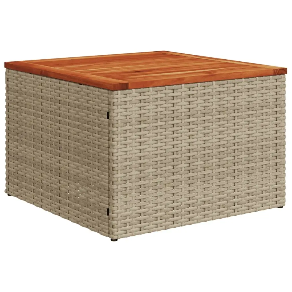 Garden Sofa Set Beige 6 Piece Modular Outdoor Furniture with PE Rattan and Acacia Wood Table