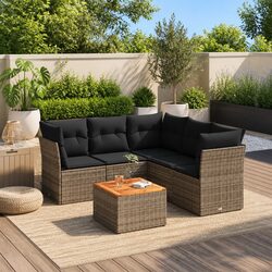 Compact and Stylish Grey Garden Sofa Set - 6-Piece
