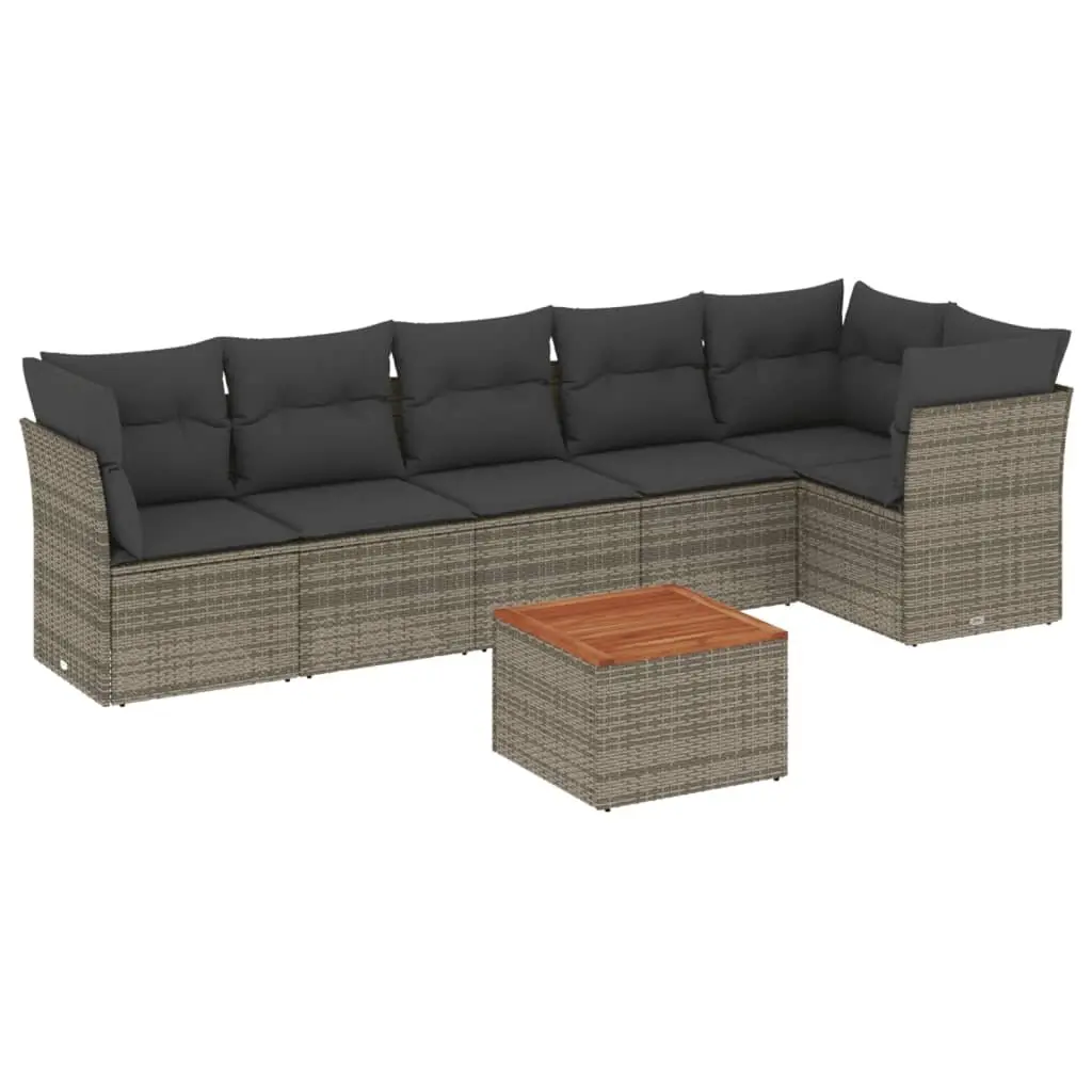 7 Piece Garden Sofa Set with Storage Grey Poly Rattan Outdoor Furniture Patio