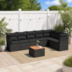 Garden Sofa Set 8 Piece Outdoor Furniture Black Poly Rattan Patio Modular