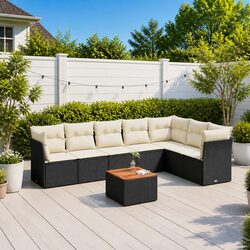 Garden Sofa Set 8 Piece Outdoor Furniture Black Poly Rattan Patio Seating