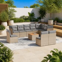 11-Piece Beige Outdoor Furniture Set