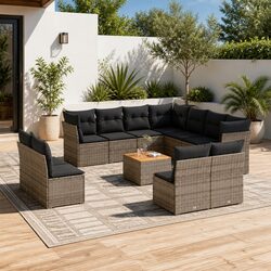 Compact 12 Piece Outdoor Sofa Set in Grey