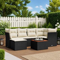 Compact and Durable 7 Piece Garden Sofa Set with Cushions