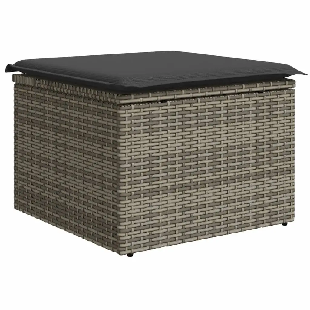 7 Piece Garden Sofa Set with Storage Cushions Grey Poly Rattan Outdoor Patio
