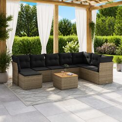 Garden Sofa Set 9 Piece Outdoor Patio Furniture Grey Poly Rattan Modular Lounge