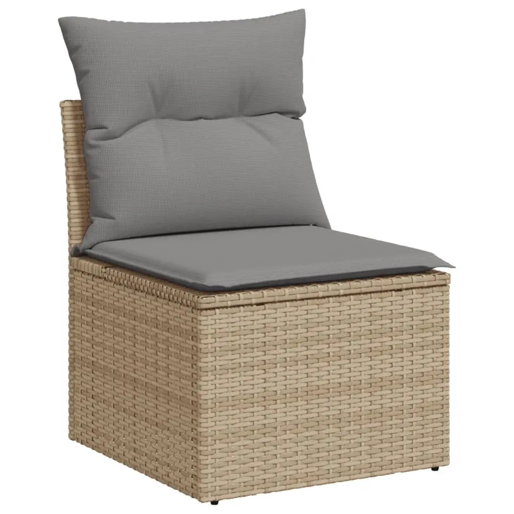 Garden Sofa Set 10 Piece Outdoor Furniture Beige Poly Rattan Patio Lounge with