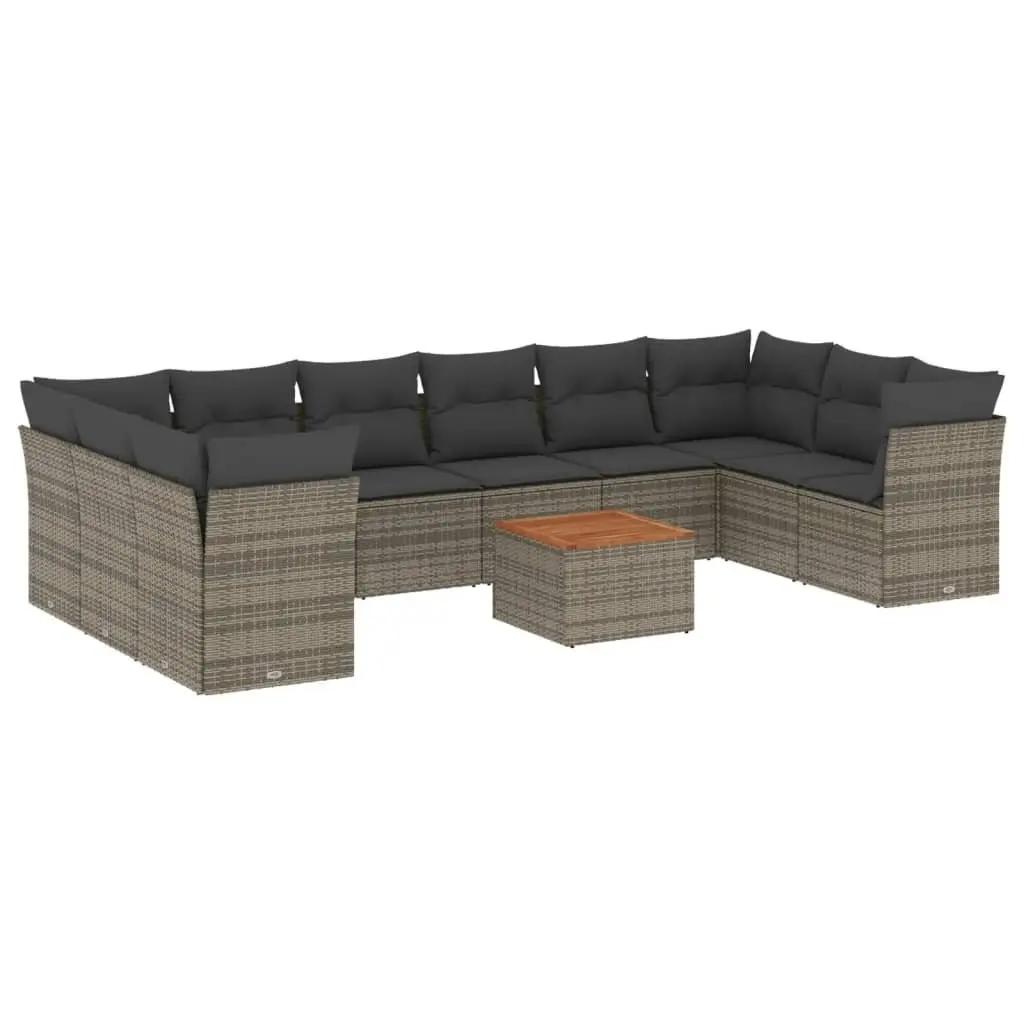 Garden Sofa Set 11 Piece Outdoor Furniture Grey Poly Rattan Modular Patio
