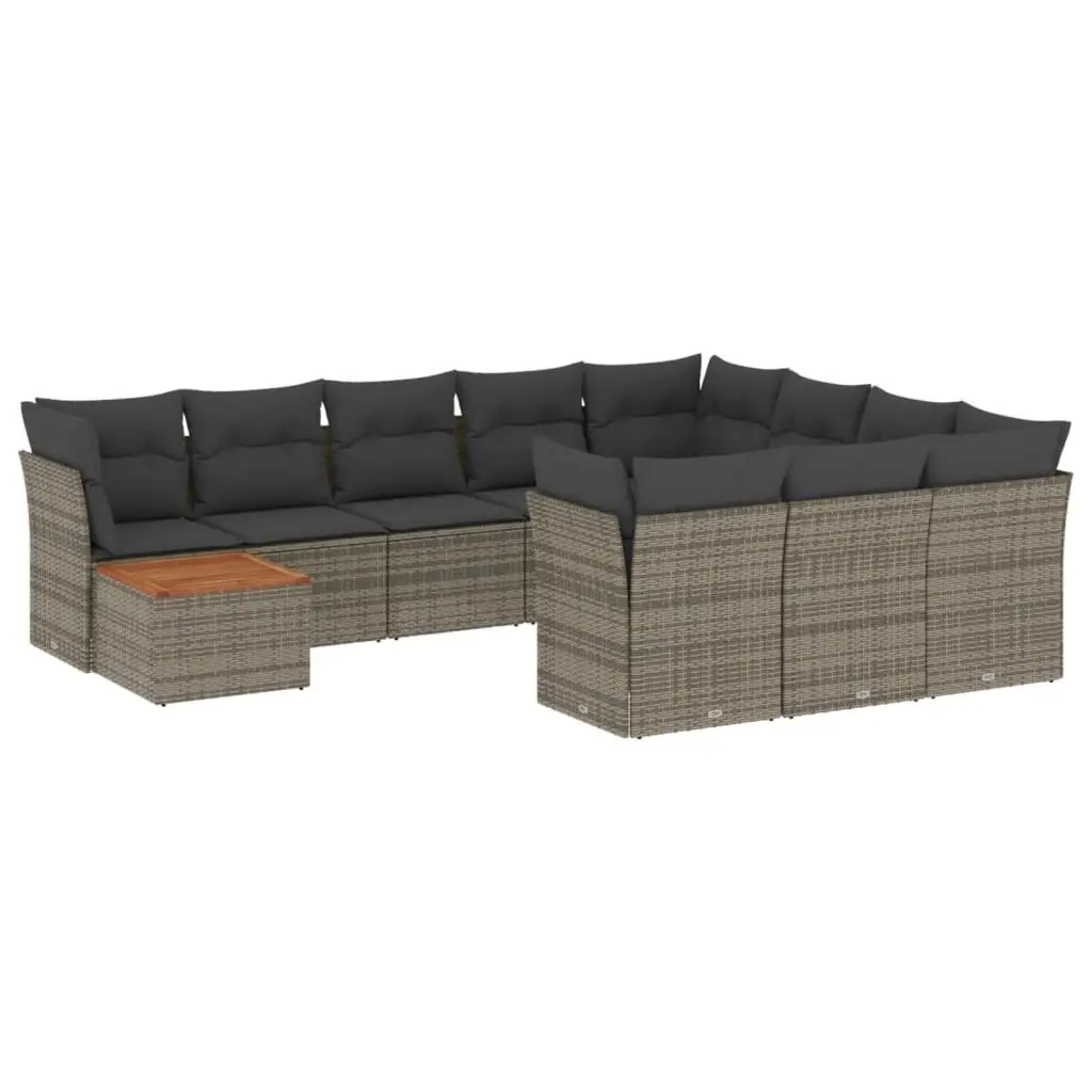Garden Sofa Set 11 Piece Grey Poly Rattan Outdoor Furniture Patio Seating