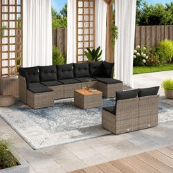 10 Piece Garden Sofa Set with Storage Footstool Outdoor Patio Furniture Grey