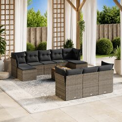 Garden Sofa Set 11 Piece Outdoor Furniture Grey Poly Rattan Patio Lounge