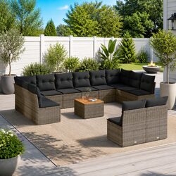 Compact 13 Piece Grey Patio Sofa Set