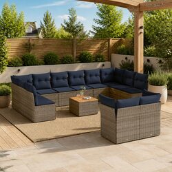Garden Sofa Set 13 Piece Outdoor Furniture Grey Poly Rattan Patio Seating