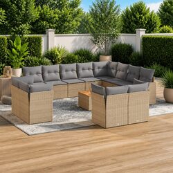 Stylish 13-Piece Modular Outdoor Sofa Set in Beige