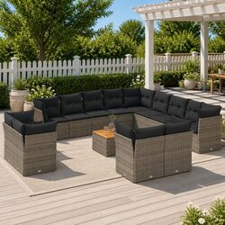 Concise 14-Piece Outdoor Sofa Set in Grey